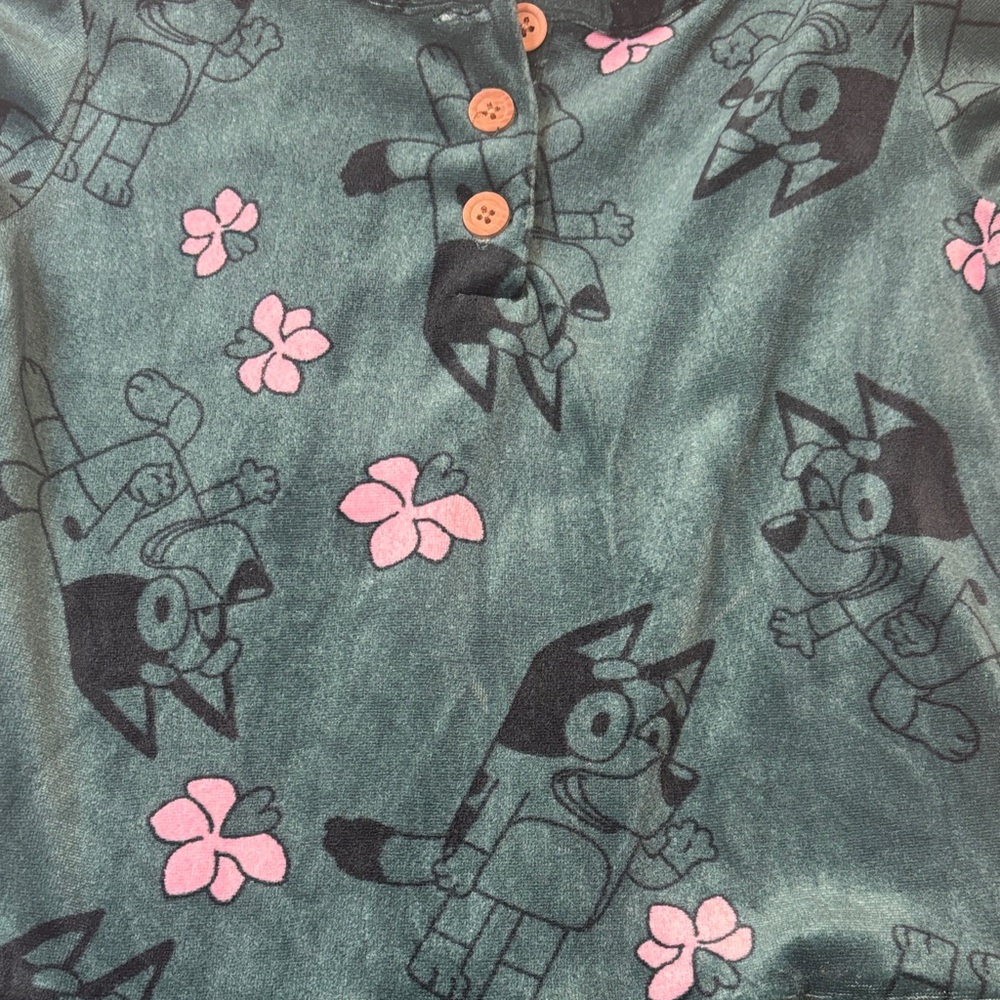 Girls' Green Floral & Character Long-Sleeve Knit Dress by Bluey - Picture 3 of 4